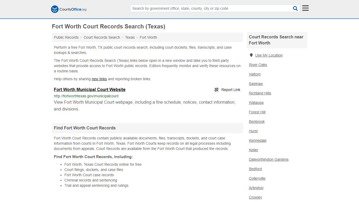 Fort Worth Court Records Search (Texas) - County Office